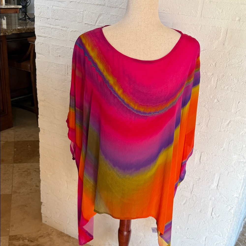 Vibrant Multicolor Poncho Top